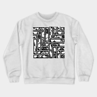 Black And White Geometrical  Floral Damask Crewneck Sweatshirt